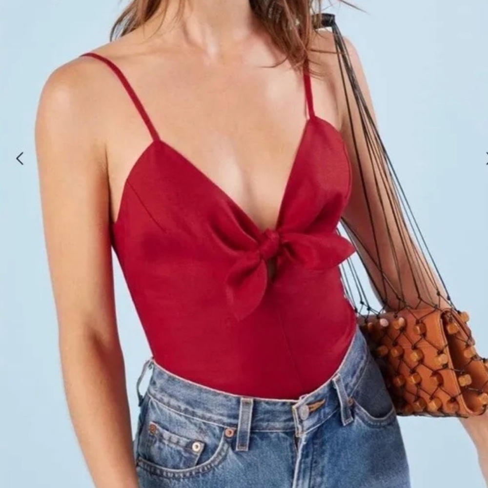 REFORMATION Red Linen Top